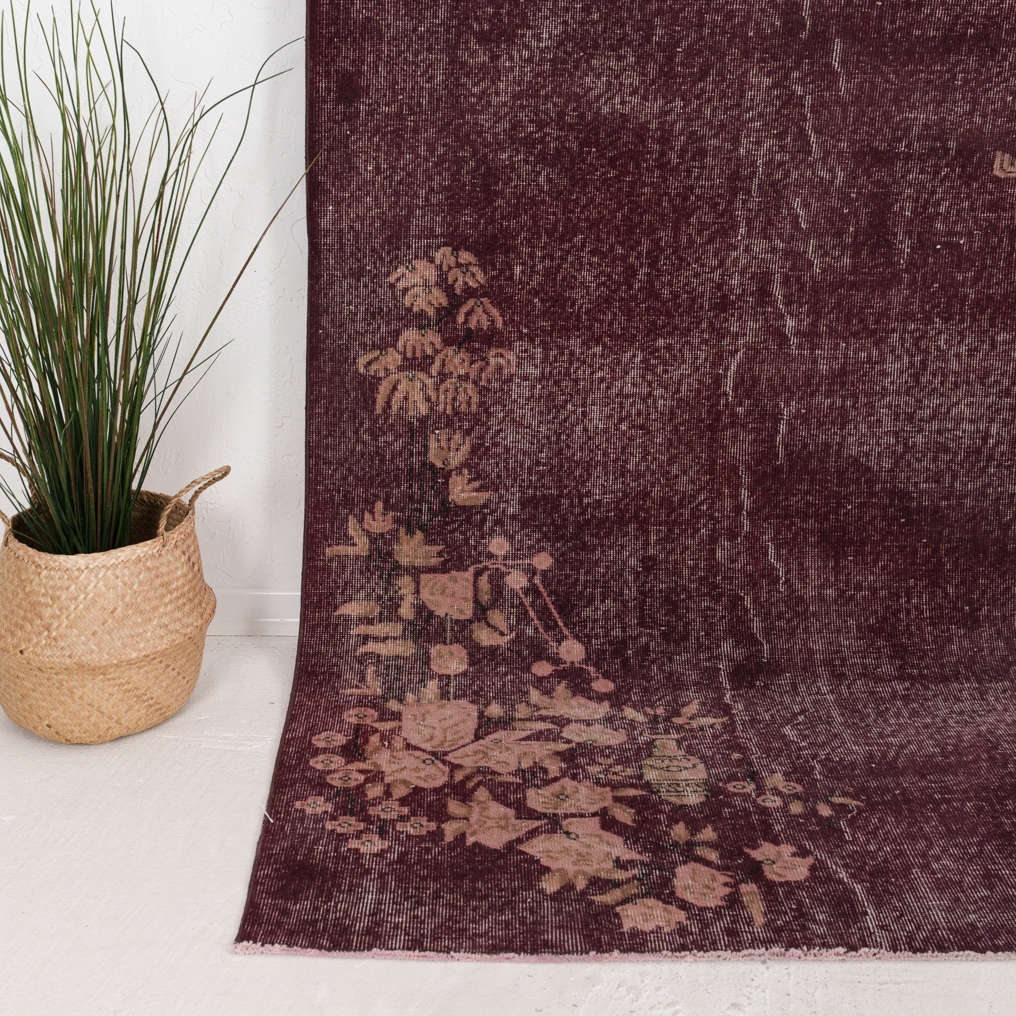 Purple and Beige Area Wool Rug