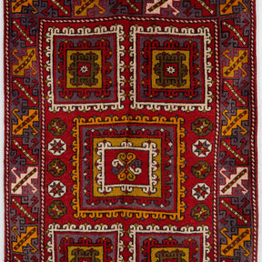 Handmade 4x6 accent rug in red, ideal for a cozy living room, bedroom, office, entryway, kids