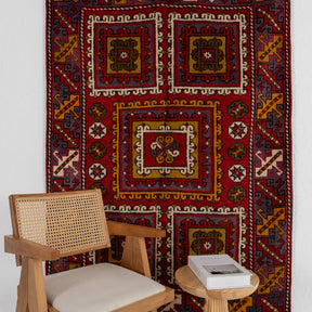 4x6 accent rug with beautiful red hues, from turkish