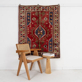 4x5 accent rug with beautiful red hues, from turkish