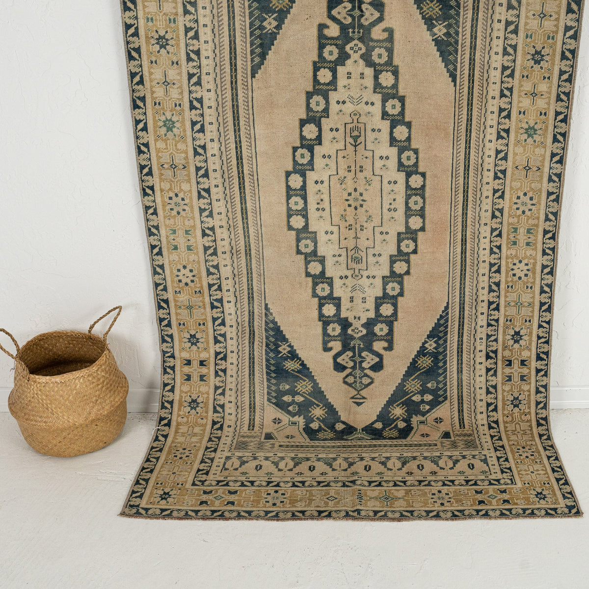 Handmade 4x8 area rug in beige, ideal for a cozy entryway, hallway, bedroom, kitchen, living room