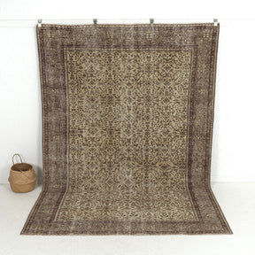 Handmade 7x10 area rug in beige, ideal for a cozy living room, bedroom, entryway, office, kitchen & dining