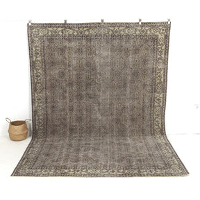 Handmade 8x11 area rug in gray, ideal for a cozy living room, bedroom, dining room, office, entryway