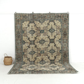 beige vintage 7x10 area rug - perfect for the living room, bedroom, entryway, office, kitchen & dining