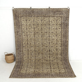 Handmade 7x10 area rug in beige, ideal for a cozy living room, bedroom, entryway, office, kitchen & dining