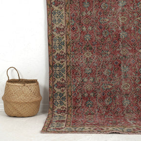 Authentic 4x8 area rug from turkish, in subtle red tones