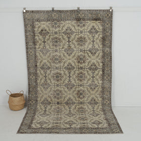 Handmade 6x10 area rug in beige, ideal for a cozy living room, bedroom, entryway, office, kitchen & dining