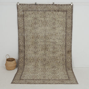 Handmade 6x9 area rug in beige, ideal for a cozy living room, bedroom, entryway, office, kitchen & dining