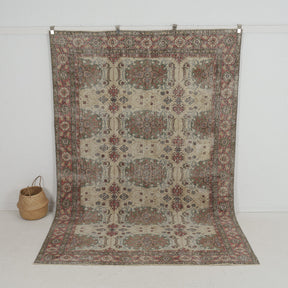 Handmade 6x10 area rug in beige, ideal for a cozy living room, bedroom, dining room, entryway, office