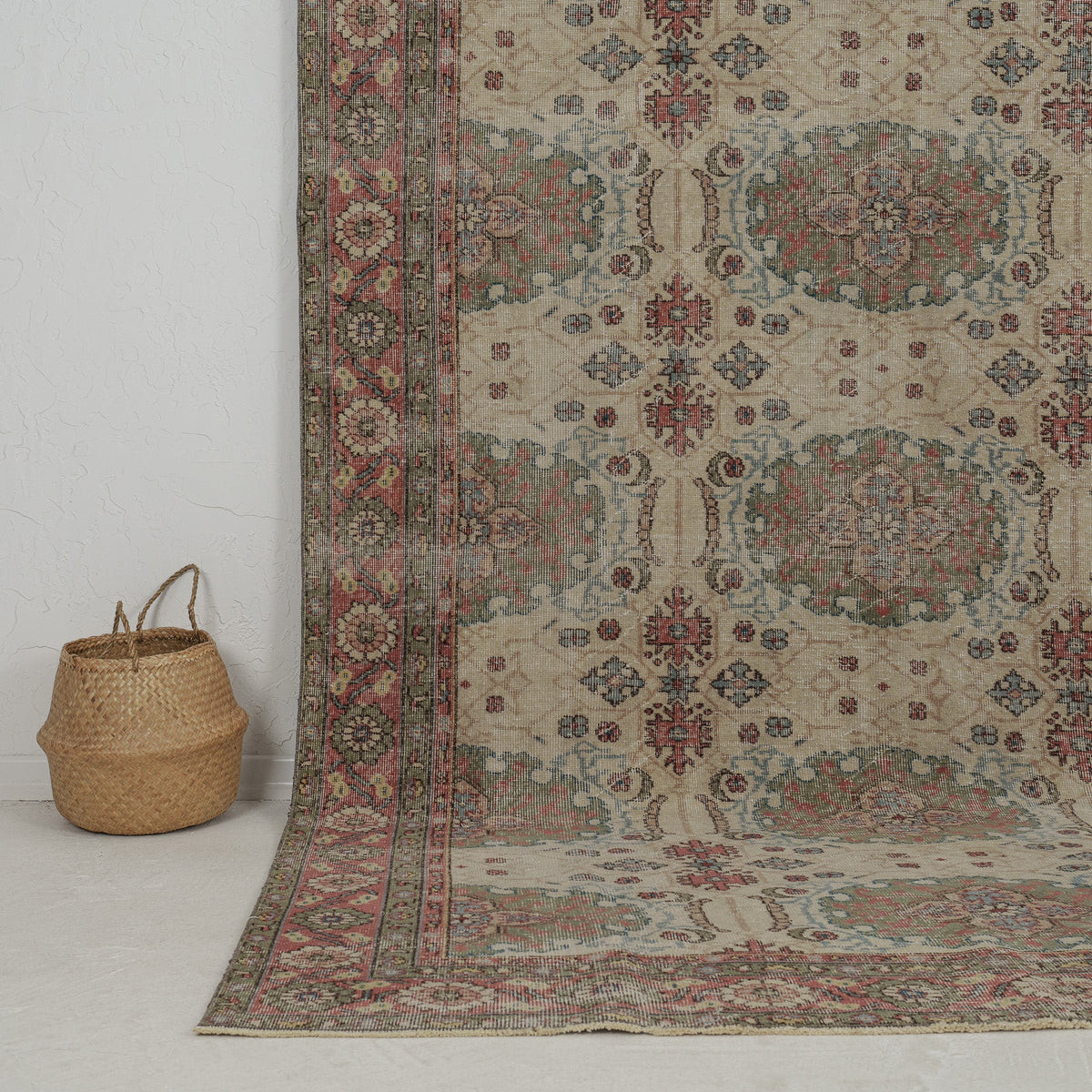 Authentic 6x10 area rug from turkish, in subtle beige tones