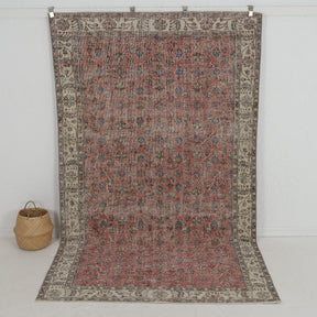 Handmade 6x10 area rug in red, ideal for a cozy living room, bedroom, entryway, office, kitchen & dining