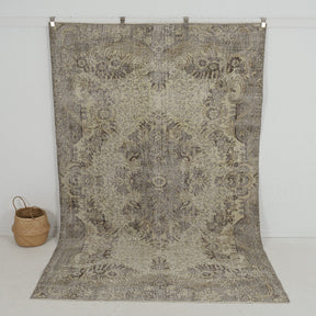 Handmade 6x10 area rug in beige, ideal for a cozy living room, bedroom, entryway, office, kitchen & dining