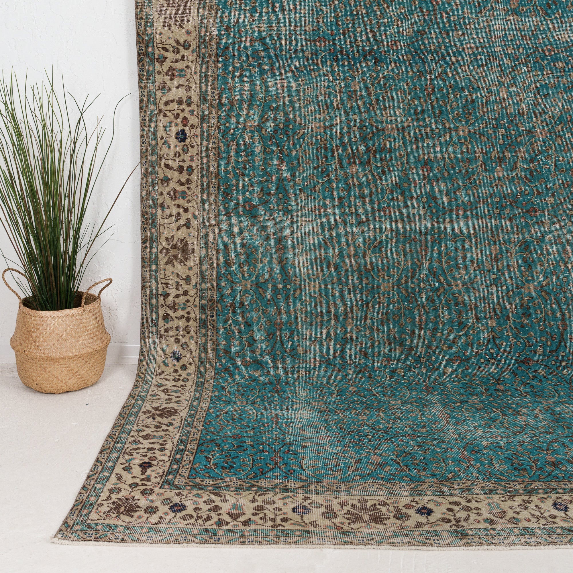 Blue and Beige Area Wool Rug