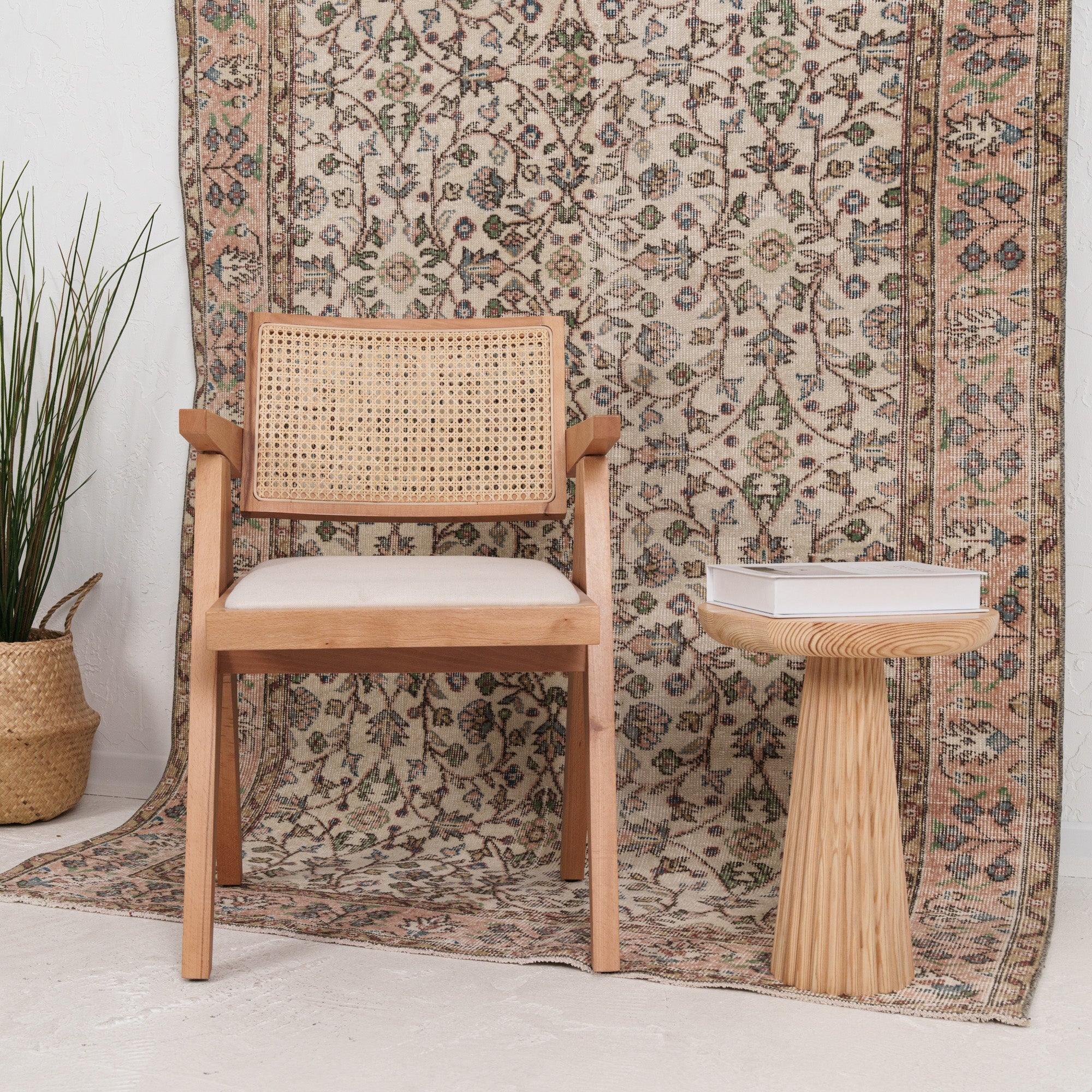 Beige and Pink Area Wool Rug