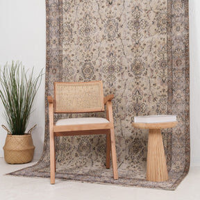 Beige and Purple Area Wool Rug