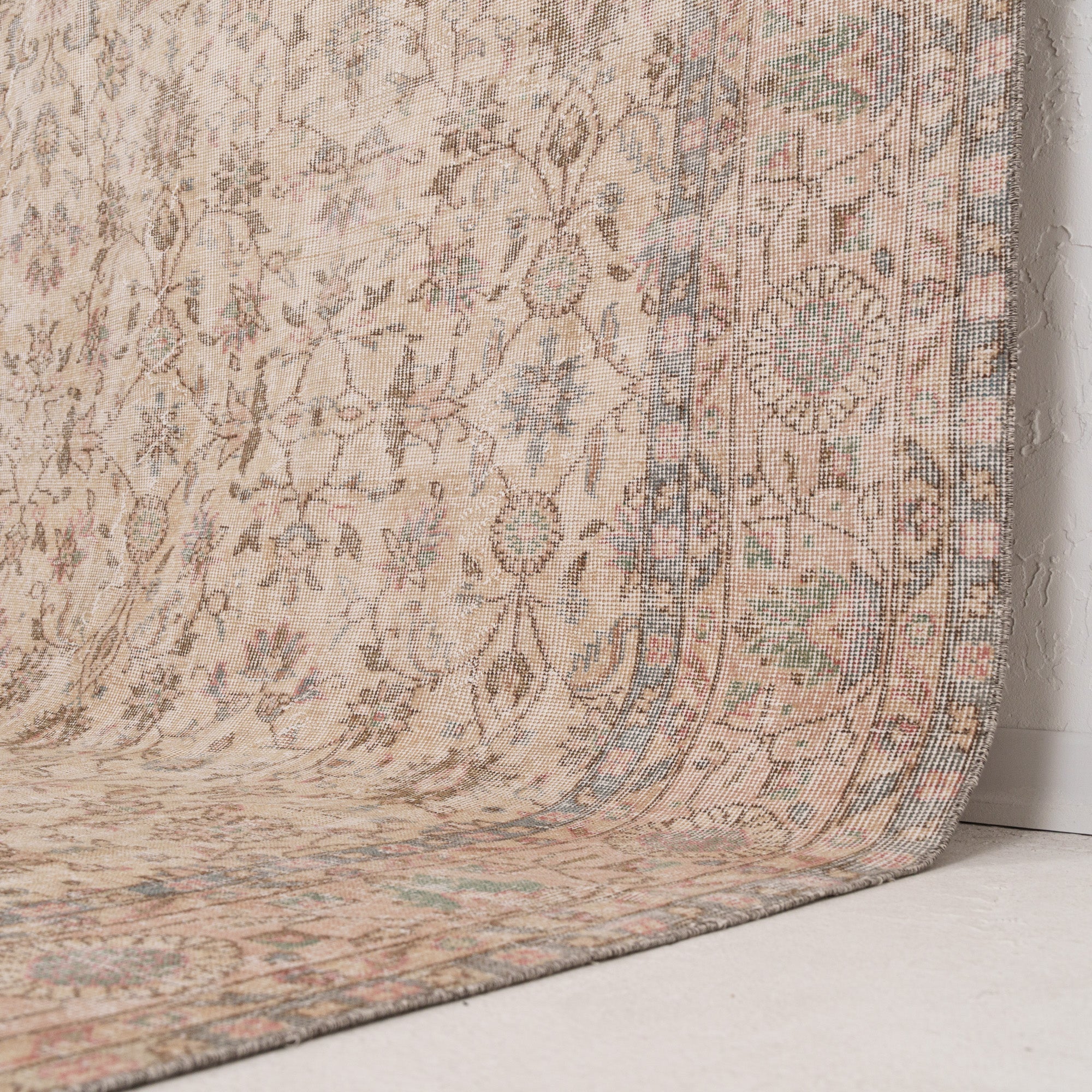 Beige and Pink Area Wool Rug