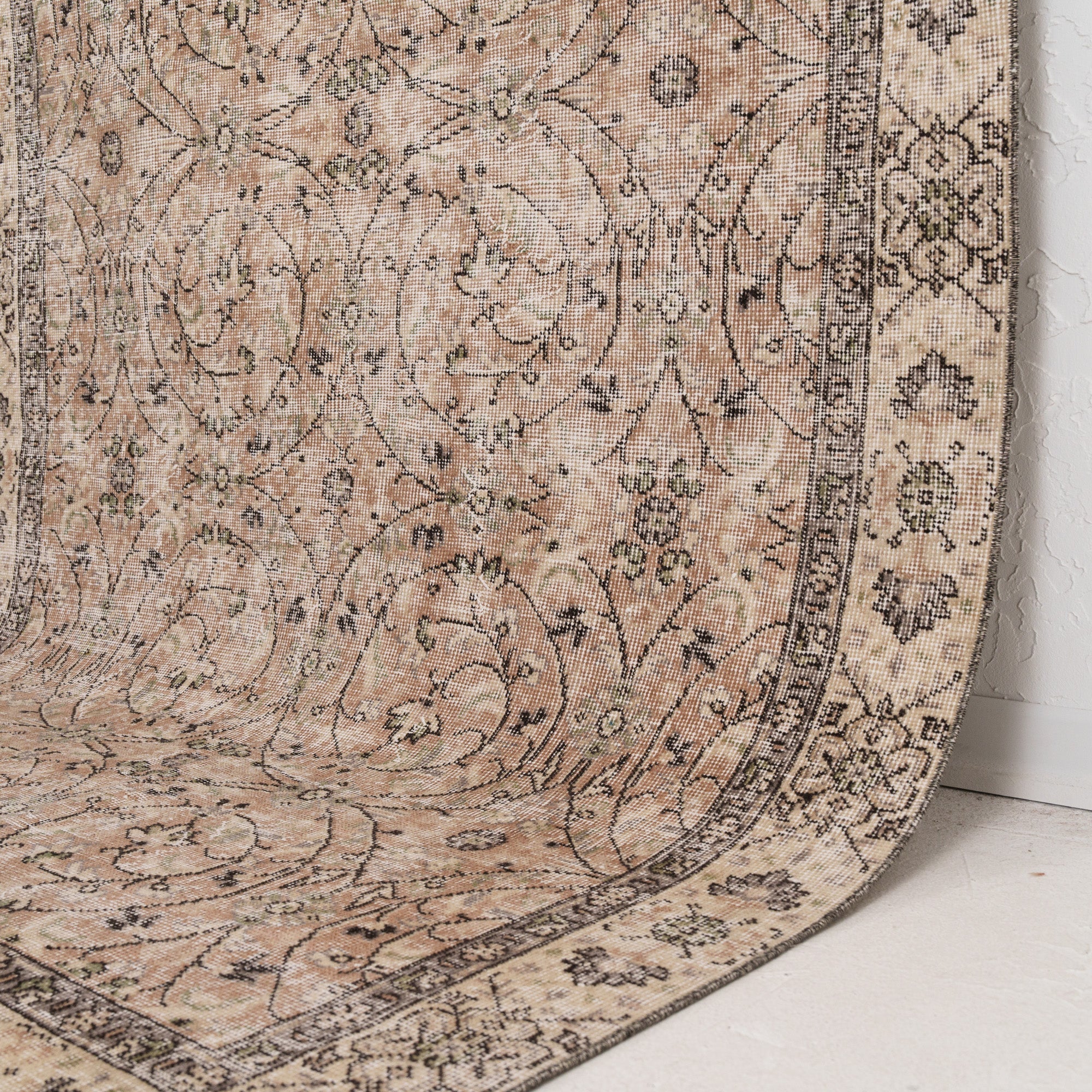 Pink and Beige Area Wool Rug