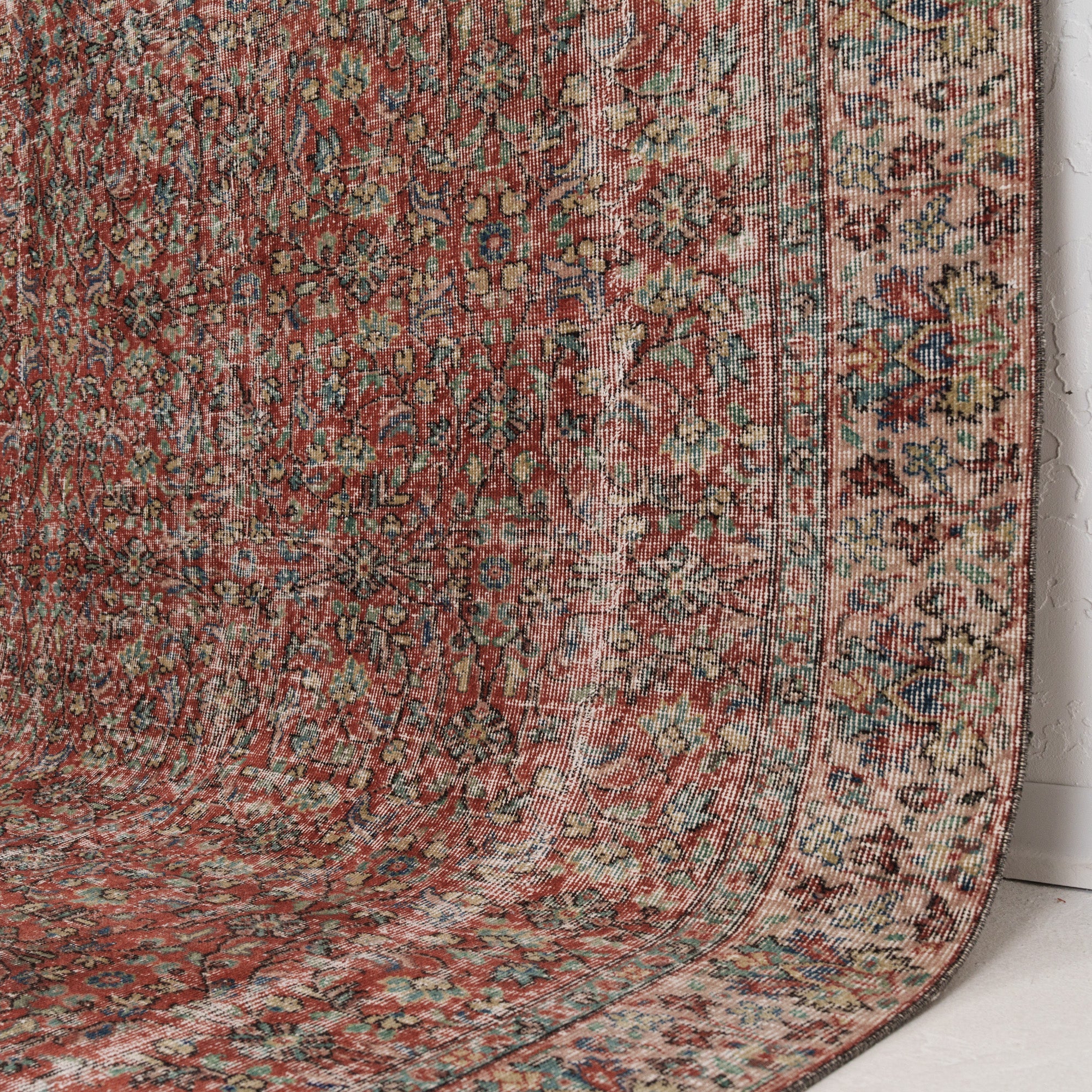 Red and Green Area Wool Rug