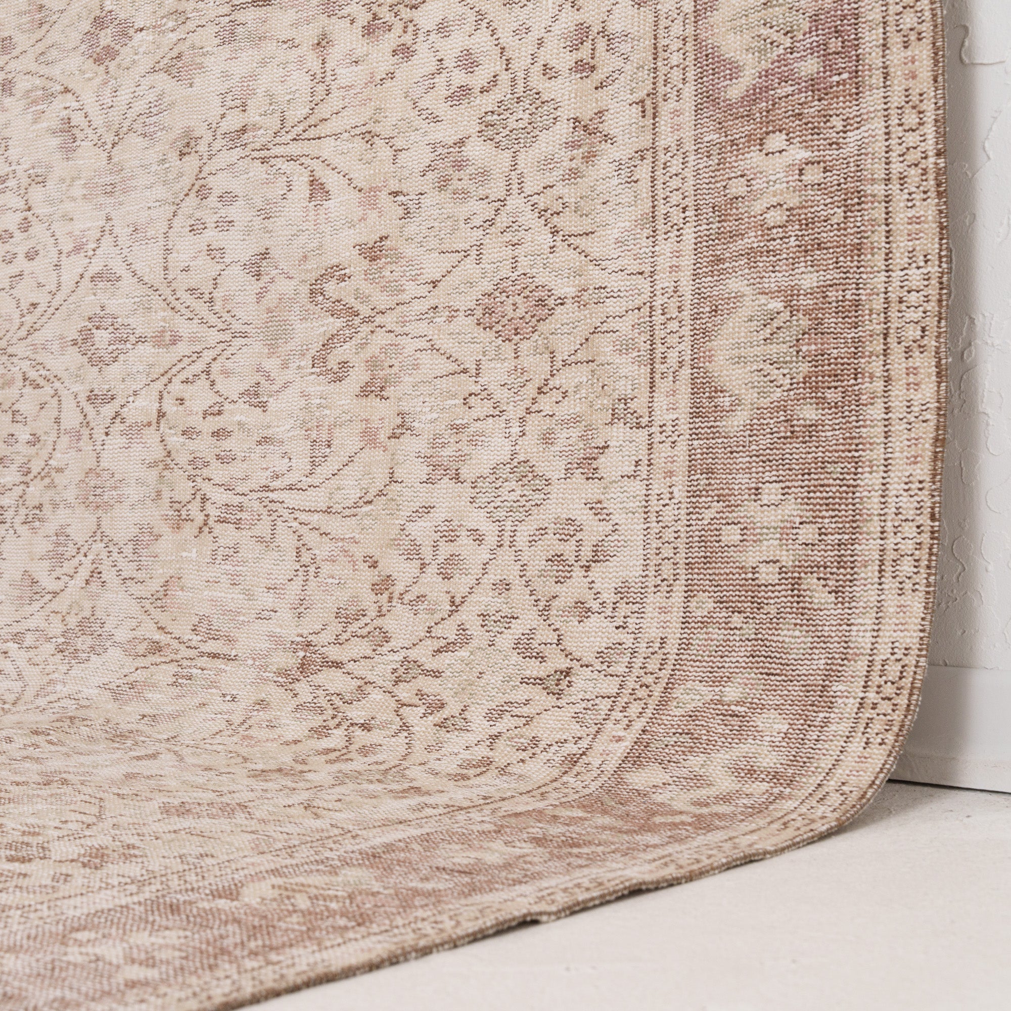 Beige and Red Area Wool Rug