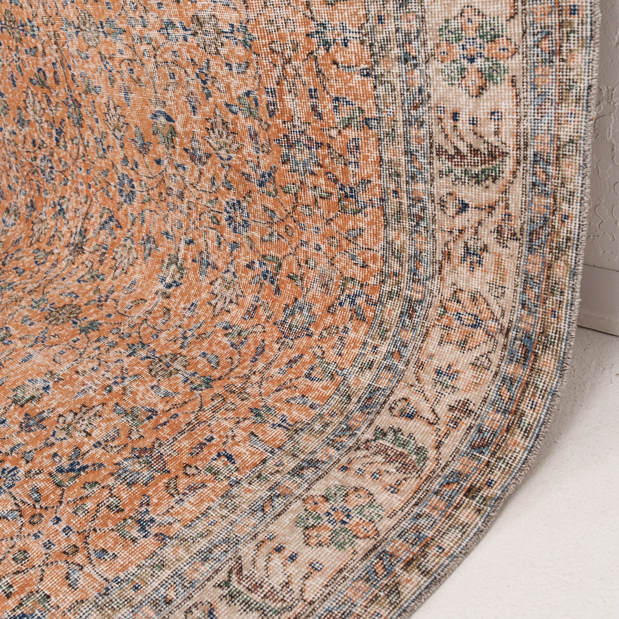 Orange and Beige Area Wool Rug
