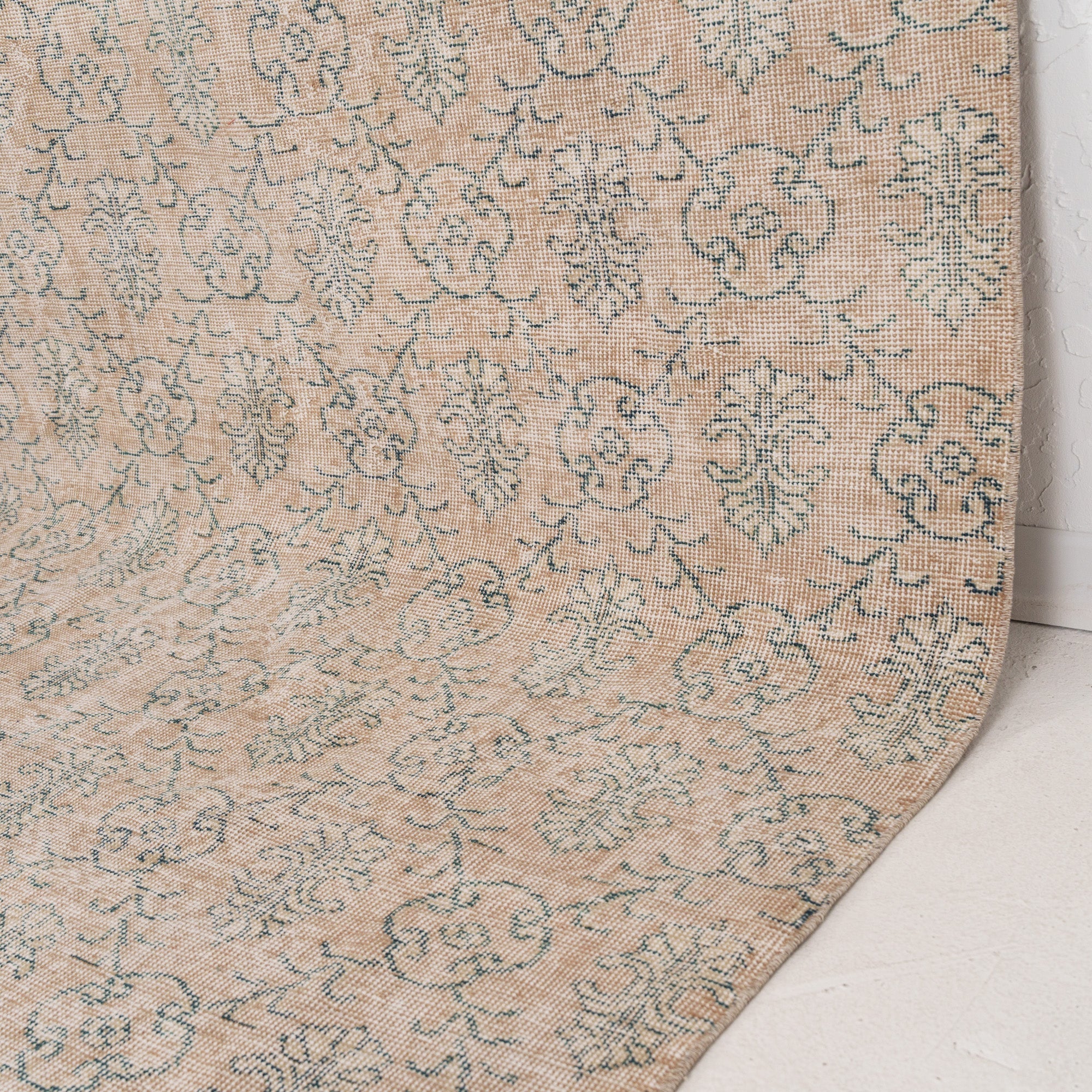 Orange and Green Area Wool Rug
