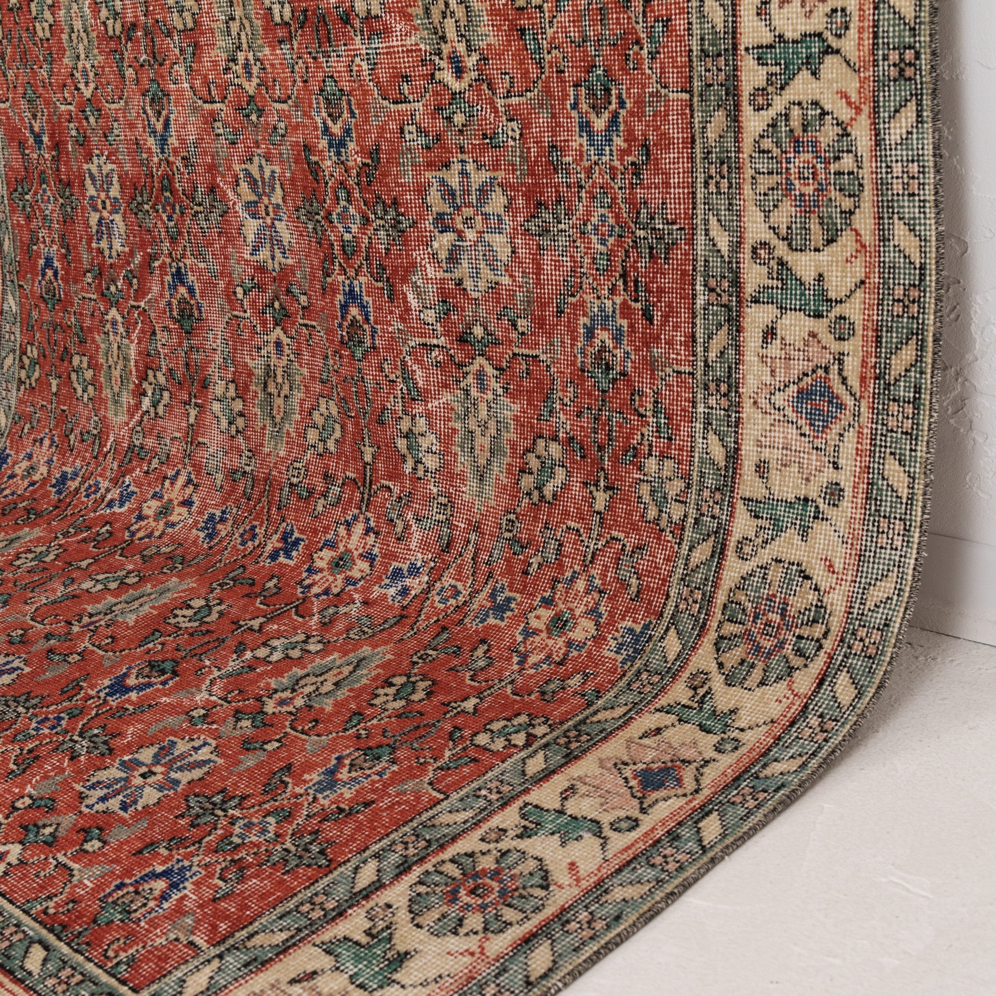 Red and Green Area Wool Rug