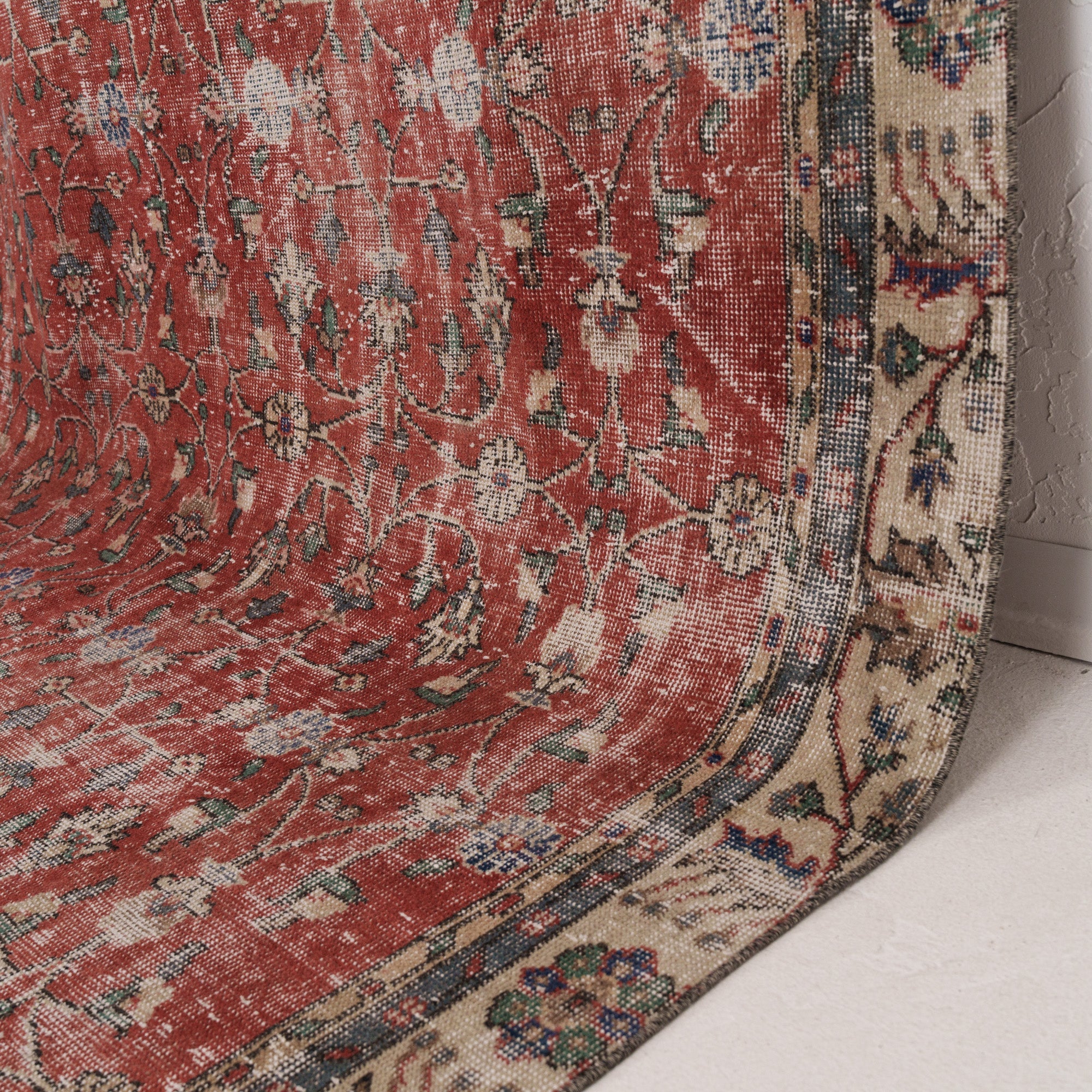 Red and Beige Area Wool Rug