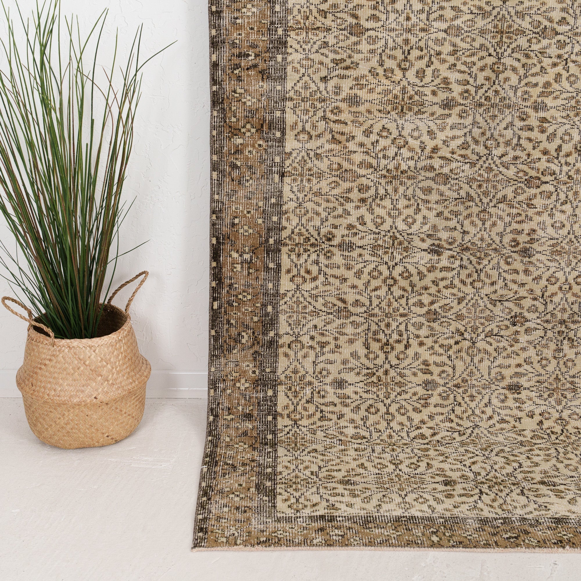 Beige and Brown Area Wool Rug
