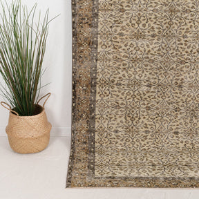 Beige and Brown Area Wool Rug