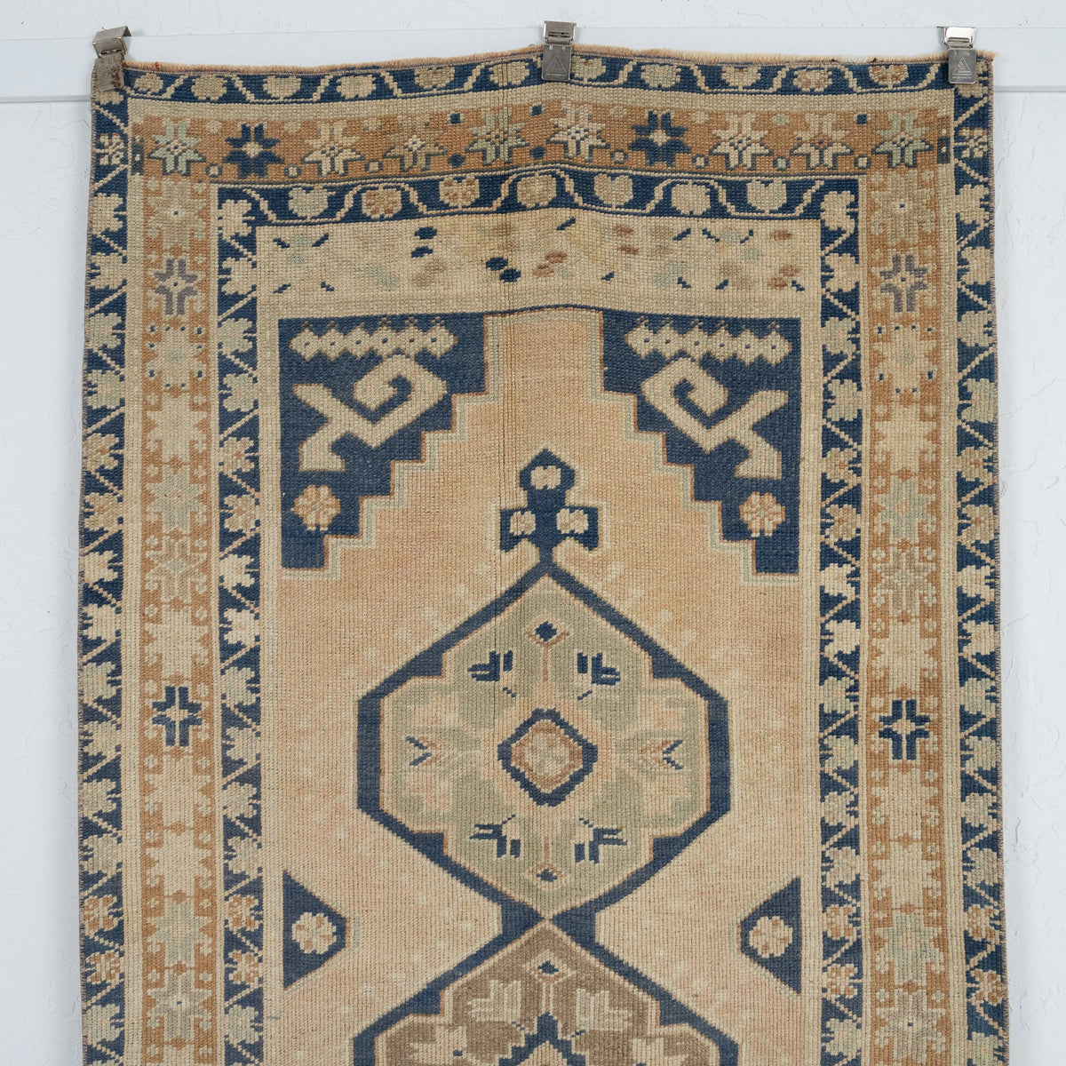 Handmade 4x8 runner rug in beige, ideal for a cozy entryway, hallway, bedroom, kitchen, office