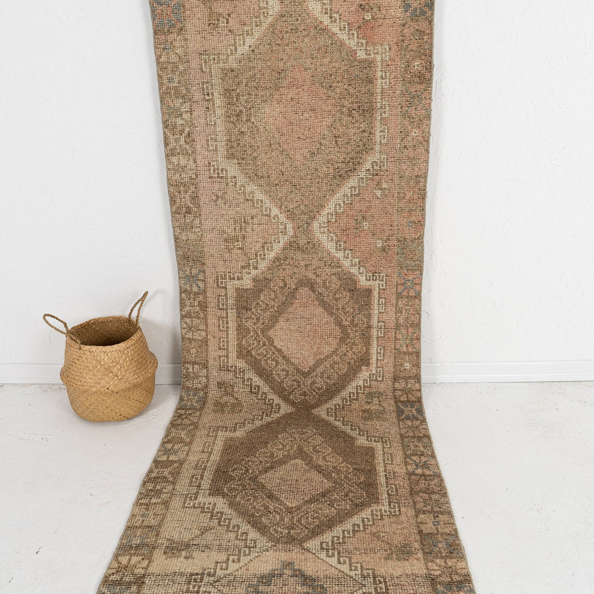 Handmade 3x10 runner rug in beige, ideal for a cozy entryway, hallway, bedroom, kitchen