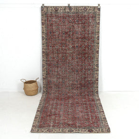 Handmade 4x12 runner rug in red, ideal for a cozy living room, bedroom, entryway, office, kitchen & dining