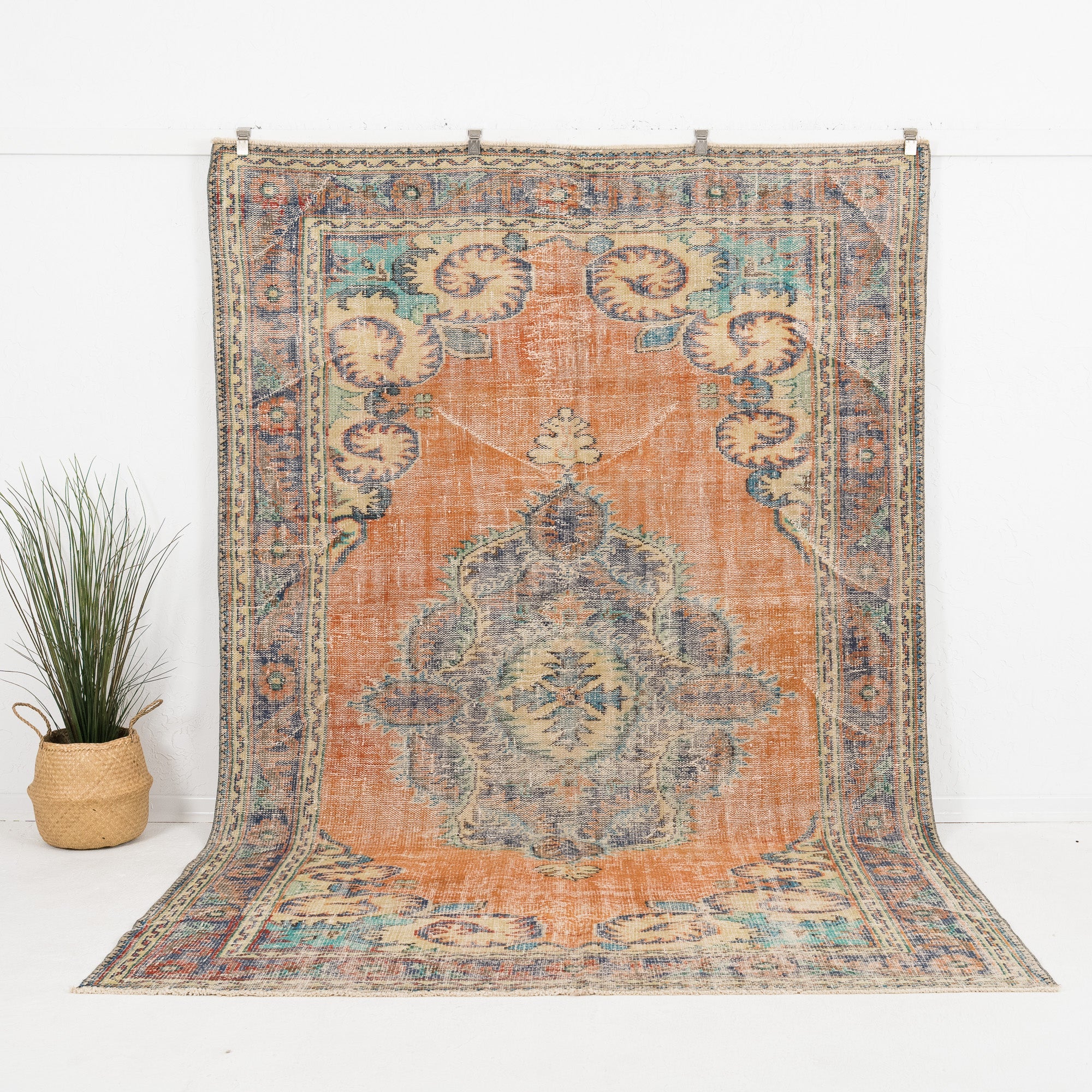 Meydan Rug 7' x 10' - Vintage Turkish Area Rug, Orange - Melioraen | Kuden Rugs