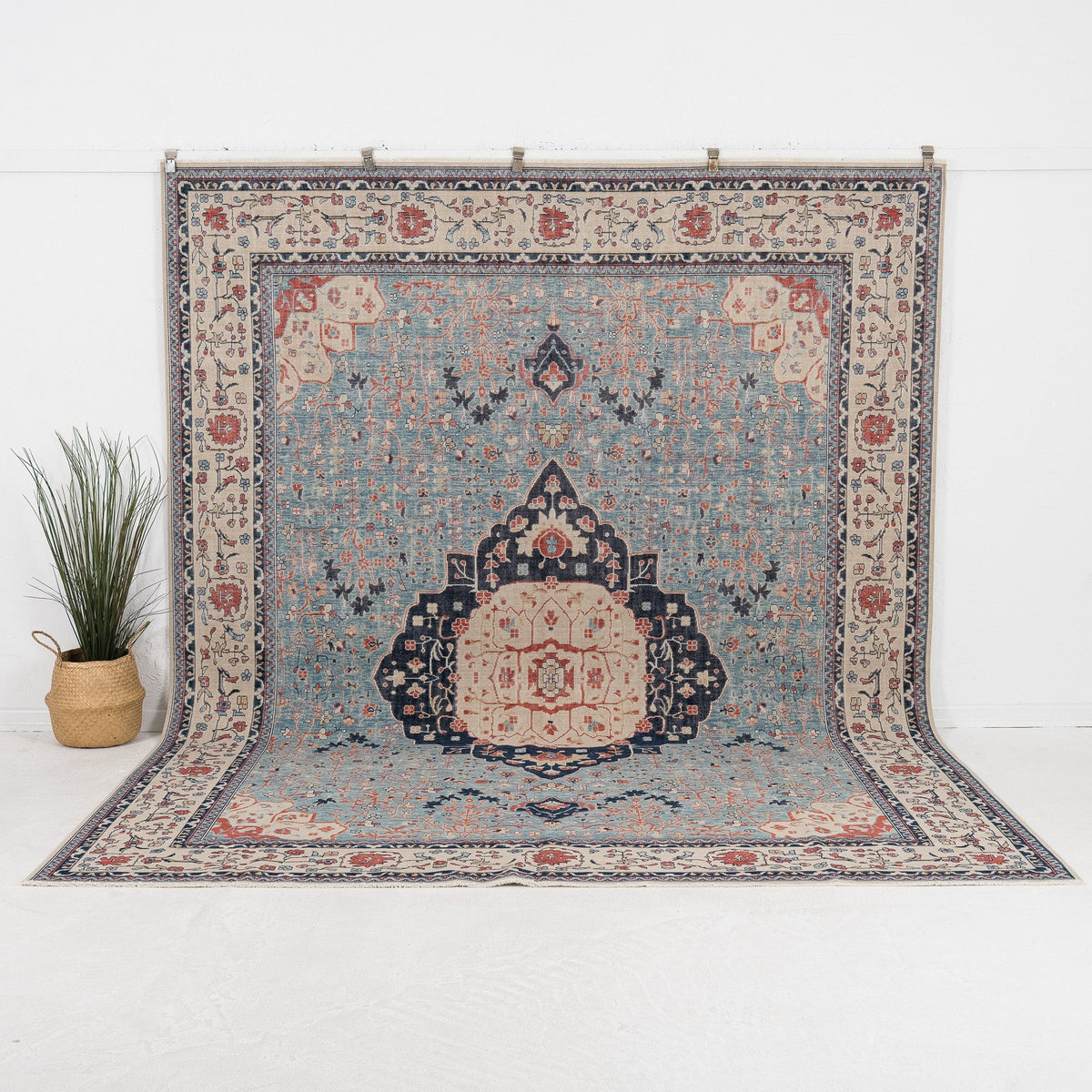 9' x 12' - Vintage Turkish Area Rug, Blue - Vionarae | Kuden Rugs