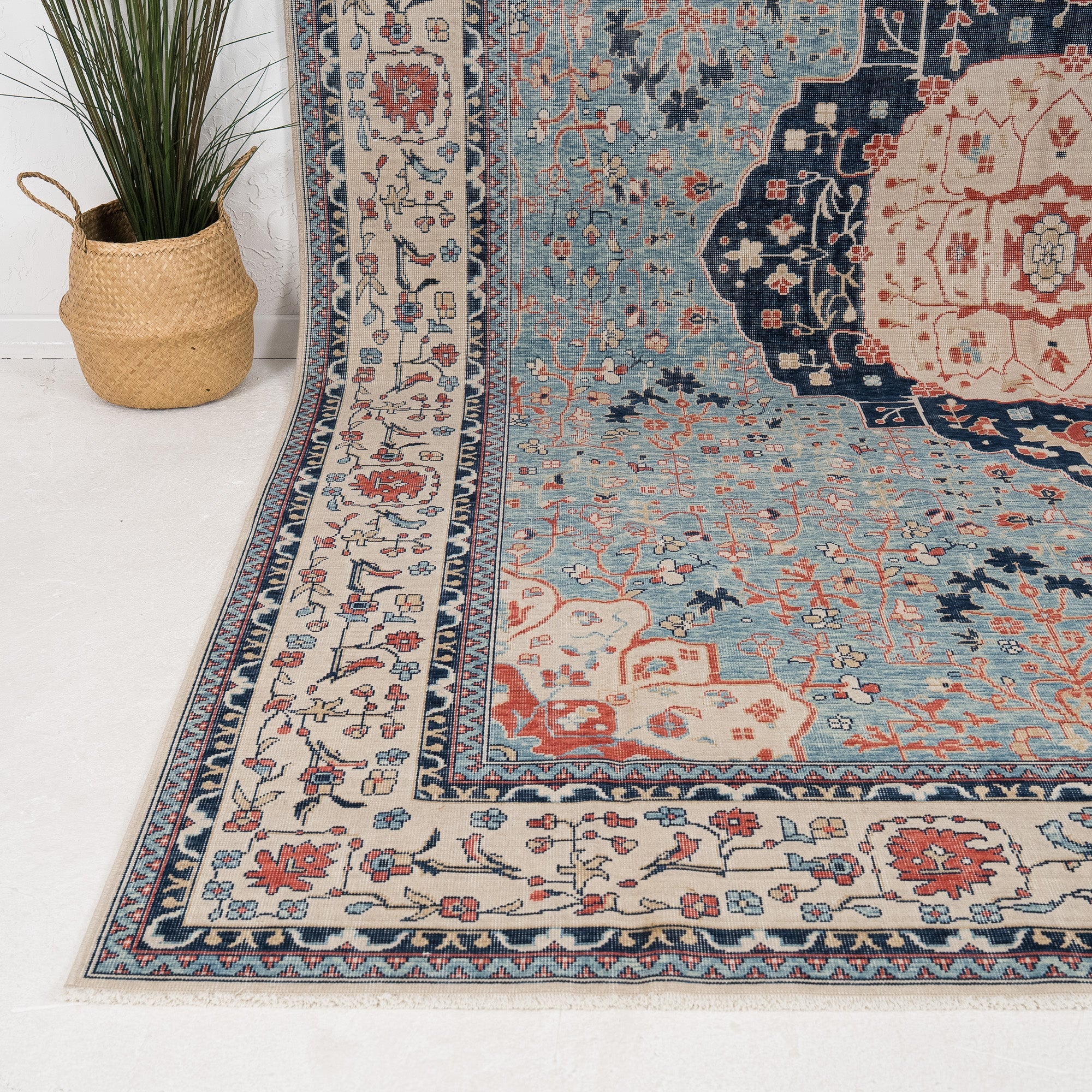 9' x 12' - Vintage Turkish Area Rug, Blue - Vionarae | Kuden Rugs