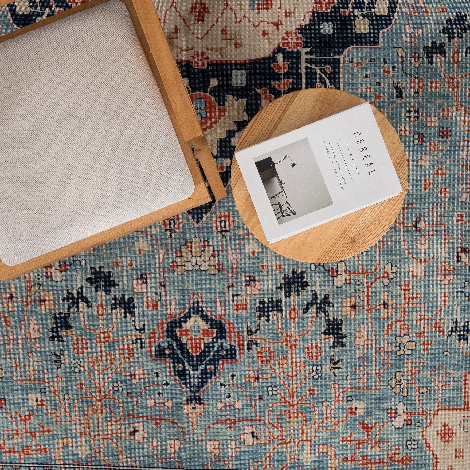 9' x 12' - Vintage Turkish Area Rug, Blue - Vionarae | Kuden Rugs