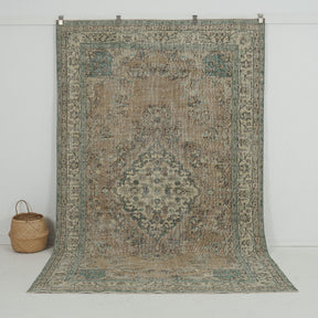 beige vintage 6x9 area rug - perfect for the entryway, hallway, living room, kitchen, bedroom