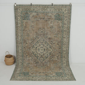 Handmade 6x9 area rug in beige, ideal for a cozy entryway, hallway, living room, kitchen, bedroom