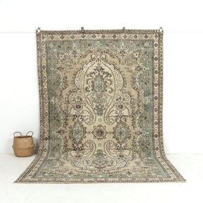 beige vintage 7x10 area rug - perfect for the living room, bedroom, entryway, office, kitchen & dining