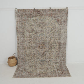 Handmade 6x9 area rug in beige, ideal for a cozy living room, bedroom, entryway, office, kitchen & dining