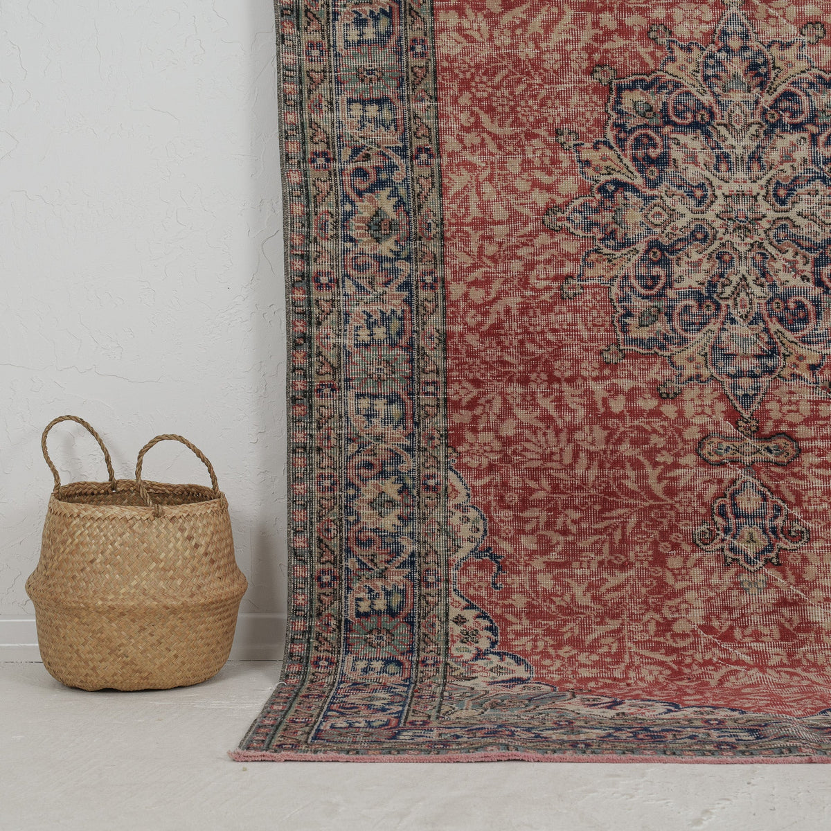 Authentic 5x8 area rug from turkish, in subtle red tones