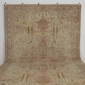 Handmade 9x14 area rug in beige, ideal for a cozy living room, bedroom, entryway, office, kitchen & dining