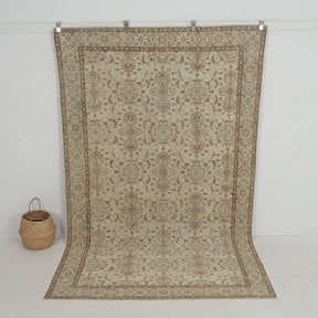 Handmade 6x10 area rug in beige, ideal for a cozy living room, bedroom, entryway, office, kitchen & dining