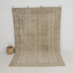 Handmade 7x10 area rug in beige, ideal for a cozy living room, bedroom, entryway, office, kitchen & dining