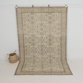 Handmade 6x10 area rug in beige, ideal for a cozy living room, bedroom, entryway, office, kitchen & dining