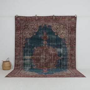 blue vintage 7x10 area rug - perfect for the living room, bedroom, entryway, office, kitchen & dining