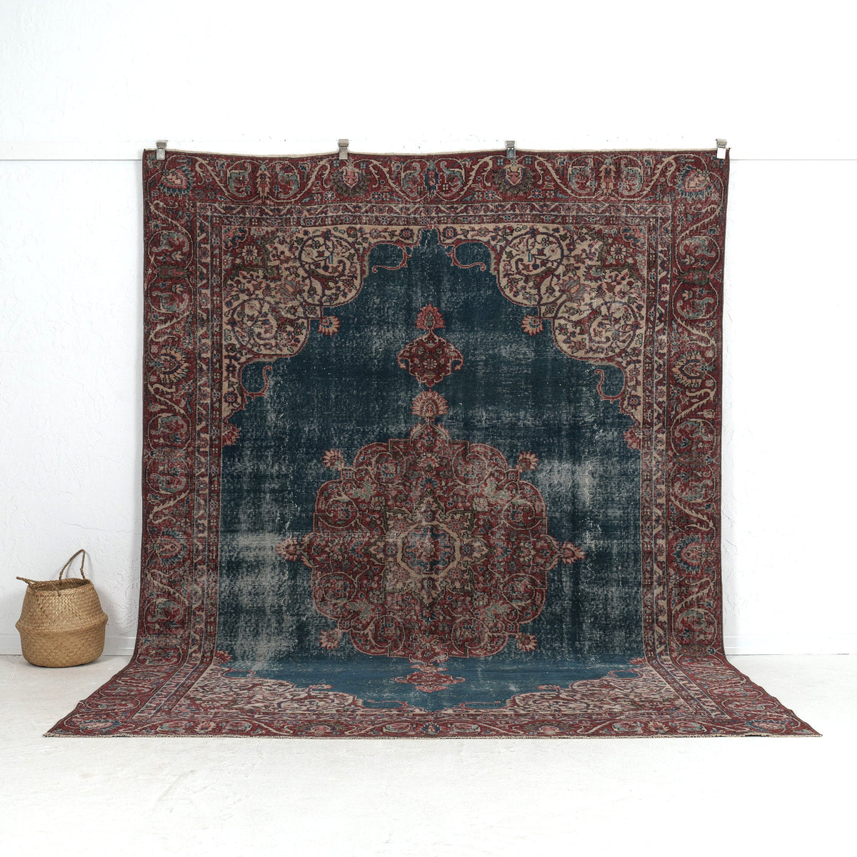 高質で安価 - Blue Rug, Area Turkish Vintage - 10' x 7' Ofelia Rugs Kuden | ラグ