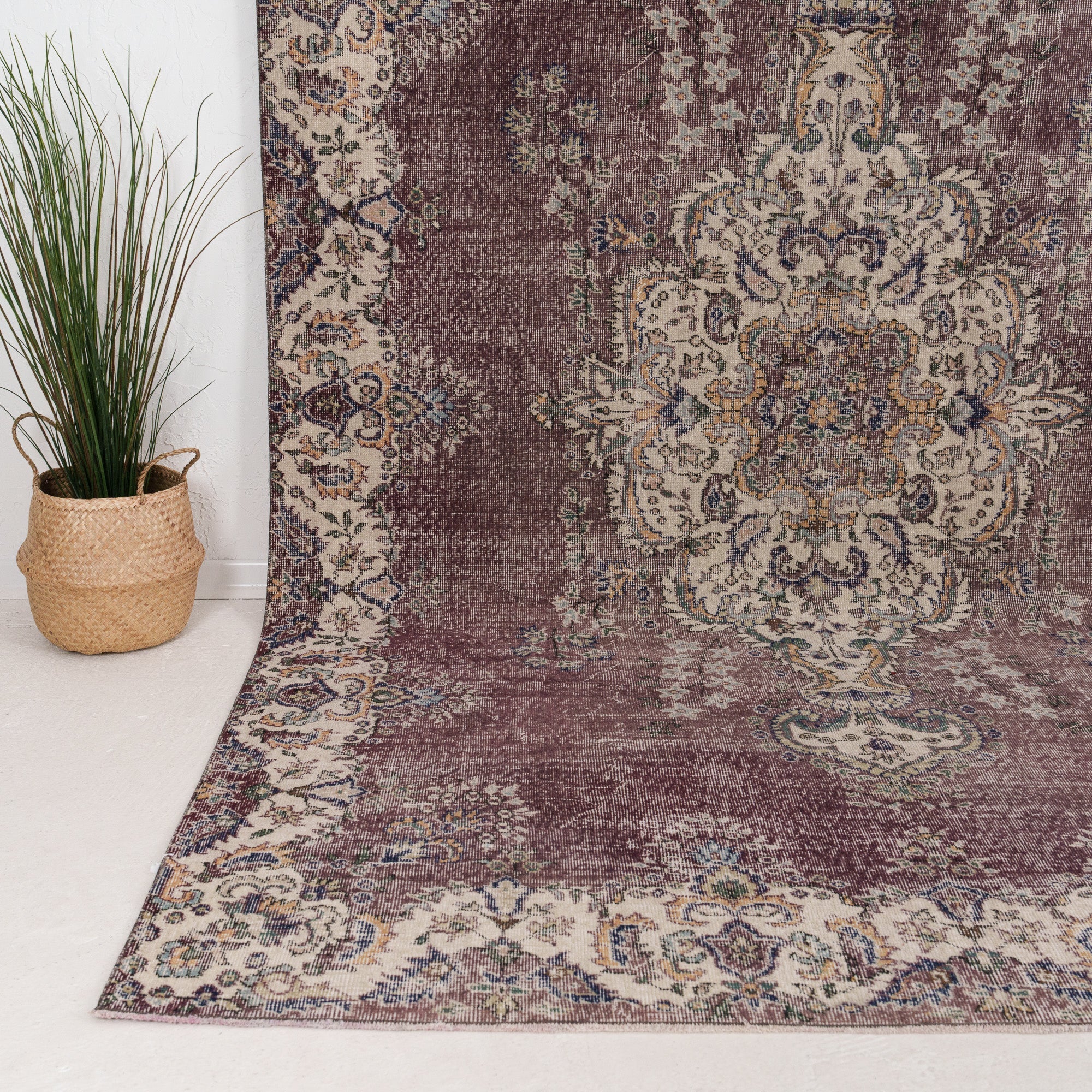Purple and Beige Area Wool Rug