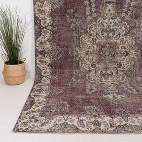 Purple and Beige Area Wool Rug