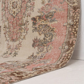 Pink and Beige Area Wool Rug